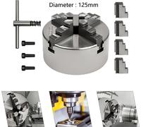 Mandrin rotatif - 125 mm Mandrin à 4 mors à centrage automatique - Manuel - 3000 tr/min - Blanc