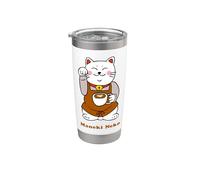 Maneki Neko Café Barista Chat Porte-bonheur Japonais Gobelet isotherme en acier inoxydable double paroi