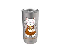 Maneki Neko Café Barista Chat Porte-bonheur Japonais Gobelet isotherme en acier inoxydable double paroi
