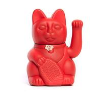 Maneki Neko Chat Porte-Bonheur Japonais Bras Mobile Figurine Peinte à la Main Décoration Maison Bureau Entrée Idée Cadeau Chance Prospérité Bonheur Feng Shui (Rouge Fraise, M (10x6x15 cm))