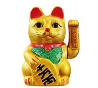 Maneki Neko Doré - Chat Porte-Bonheur Japonais - Figurine Classique - 17,8 cm