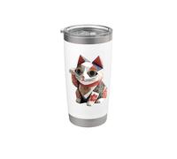 Maneki Neko Origami Chat Chanceux Culture Japonaise Kawaii Gobelet isotherme en acier inoxydable double paroi