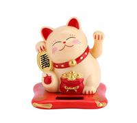 Maneki Neko Solar Powered, d¨¦cor de chat d'argent chanceux, belles statues pour voiture/maison/bureau(Citronier)