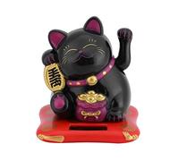 Maneki Neko Solar Powered, d¨¦cor de chat d'argent chanceux, belles statues pour voiture/maison/bureau(Noir)