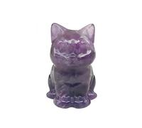 Manekieko Améthyste naturelle Cristaux de chat heureux et pierres de guérison Figurines Collectibles, 3,5 cm Pierre précieuse sculptée à la main Sculpture animal Décoration d'intérieur pour les