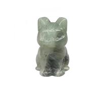 Manekieko Pierre de lune grise naturelle Chat heureux Cristaux et pierres de guérison Figurines Collectibles, 3,5 cm Pierre précieuse sculptée à la main Sculpture Animal Décoration d'intérieur pour