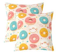 Manfei Lot de 2 housses de coussin en forme de beignet de dessin animé Sweet Dreams des deux côtés pour décoration de chambre d'enfant, garçons et filles, housse de coussin pour lit, canapé, sofa