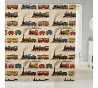 Manfei Rideaux de douche en forme de train de dessin animé - Rideaux de salle de bain imperméables avec 12 crochets pour baignoire, décoration de chambre d'enfant - 182,9 cm de large x 198,1 cm de