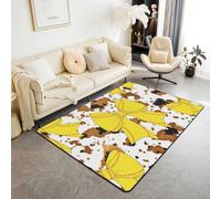 Manfei Tapis de sol d'intérieur à motifs de nœud de baseball à coquette pour enfants, garçons et filles, décoration de chambre à coucher, tapis antidérapant et absorbant, motif peau de vachette, 1,8 x