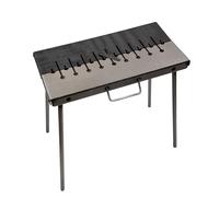 Mangal BBQ Kebab Barbecue au charbon « Day & Night Edition » - Suitcase Grill pliable en acier de 3 mm pour 10 skewers - Barbecue d'extérieur portable pour événements romantiques, camping, jardin et