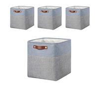 Mangata 25|28|30|33 cm Boite Rangement Tissu, 33x33x33 cm Cube Rangement, Lavable, Pliable, Lot de 4, Gris Bleu