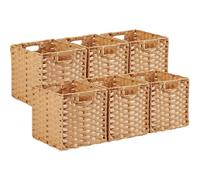 Mangata 28cm Cubes de rangement en imitation rotin, Multi-couleur Disponible, 28 x 28 cm, paniers de rangement décoratifs, imperméables, anti-moisissure(Popcorn, 6 pièces)