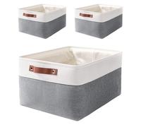 MANGATA Boîte de Rangement en Tissu Tissé, Panier Pliable en Toile Pour Vêtements, Jouets et Étagères, Gris Froid (Très grand, Lot de 3)