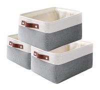 MANGATA Boîte de Rangement en Tissu Tissé, Panier Pliable en Toile Pour Vêtements, Jouets et Étagères, Gris Froid (Petit, Lot de 3)