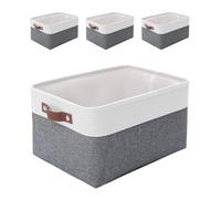 MANGATA Boîte de Rangement en Tissu Tissé, Panier Pliable en Toile Pour Vêtements, Jouets et Étagères, Gris Froid (Grand, Lot de 4)
