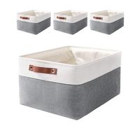 MANGATA Boîte de Rangement en Tissu Tissé, Panier Pliable en Toile Pour Vêtements, Jouets et Étagères, Gris Froid (Très grand, Lot de 4)