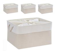 Mangata - Boîte de rangement, panier de rangement en tissu épais avec poignées et cordon de serrage pour vêtements, étagères, placard, garde-robe, maison (XXL, lot de 4)