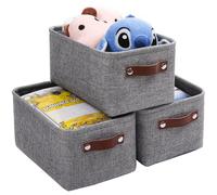 Mangata Boîte de Rangement Pliable en Tissu avec Les poignées, Lot de 3 Panier de Rangement pour sous-vètements, Soutien-Gorges, Chaussettes (Gris, Petit)