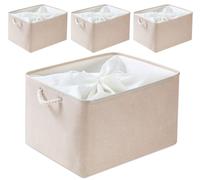 Mangata boîte de rangement pliante, panier de rangement en tissu | Doux et durable, pour étagère, placard, armoire,45 x 35 x 24 cm, Kaki clair,4 paquets