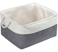 Mangata Boite de Rangement Tissu Grand, Panier Rangement rectangulaire Dressing avec poignée pour Jouets, Armoire (Pliable, Gris Froid/Blanc)