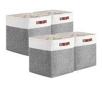 Mangata Boite Rangement Tissu, 33x38x33cm Paniers de rangement en tissu(Gris Blanc, lot de 4)