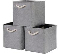 Mangata Boîtes de Rangement,(33x38x33cm) Grandes Paniers de Rangement Pour Vêtements / étagère(Gris, Lot de 3)