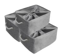 Mangata Boîtes de rangement en tissu, 5 Tailles Rectangulaire Panier de rangement dressing, 3 Paquet(Jumbo, Gris)