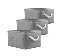 Mangata Boîtes de rangement en tissu, 5 Tailles Rectangulaire Panier de rangement dressing, 3 Paquet(Petite, Gris)