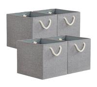 Mangata Boîtes de rangement pliables, 33 x 38 x 33 cm cubes de rangement avec poignées en corde, grande boîte en tissu pour étagère cube, organisateur pour vêtements, gris