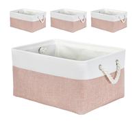 Mangata Boîtes de rangement rectangulaires en tissu doux, multi-tailles, pour étagère, armoire, jouets et vêtements, 36 x 26 x 18 cm, rose et blanc (taille M, 4 pièce)