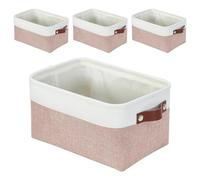 Mangata Boîtes de rangement rectangulaires en tissu, multi-tailles, paniers en matériaux pour étagère, armoire, jouets et vêtements, 36 x 26 x 18 cm, rose et blanc (taille M, 4 pièce)