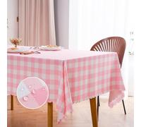 MANGATA CASA Nappe Vichy Rose pour Tables rectangulaires, Nappe à Carreaux imperméable et Infroissable en Polyester (Rose Layette, 152,4 x 213,4 cm)