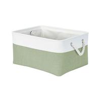 Mangata - Corbeille de rangement en tissu doux, boîte de rangement avec poignées en corde, paniers-conteneurs rectangulaires pour armoire, placard, salle de bain, étagère, 41 x 31 x 18 cm, vert et