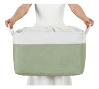 Mangata - Corbeille de rangement en tissu doux, boîte de rangement avec poignées en corde, paniers-conteneurs rectangulaires pour armoire, placard, salle de bain, étagère, 45 x 35 x 24 cm, vert et