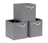 Mangata Cube de Rangement en Tissu, Boîte de Rangement Pliable, Gris, 25x25x25cm, 3