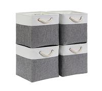 Mangata Cube de Rangement en Tissu, Boîte de Rangement Pliable, Gris Blanc, 33x33x33cm, 4