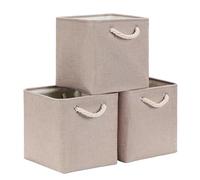 Mangata Cube de Rangement en Tissu, Boîte de Rangement Pliable, Kaki Clair, 30x30x30cm, 3