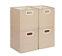 Mangata Cube de Rangement en Tissu Pliable 30 x 30 x 30 cm, Kaki Clair, 4 Pièces