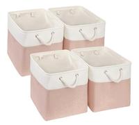 Mangata Cube de Rangement Tissu,28x28x28cm Paniers de Rangement Pour Vêtements/étagère(Rose/Blanc, 4 Paquet)