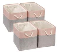 Mangata Cube de Rangement Tissu,30x30x30cm Paniers de Rangement Pour Vêtements/étagère(Gris/Rose, 4 Paquet)