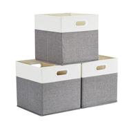 Mangata Cubes de Rangement, paniers et boîtes de rangement Pliables Lot de 3, pour Jouets, Vêtements, Chambre d'enfant, Gris Blanc, 30 x 30 x 30 cm