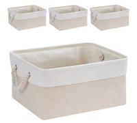 Mangata Grand conteneur en tissu lavable, panier à cubes, pour armoire, étagères et vêtements (beige clair/blanc, lot de 4)