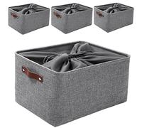 Mangata Grande Capacité de Panier de Rangement,[4 Pack] Boîte de Rangement Pliant de Tissu de Toile Utilisé pour Armoire, Dressing, Penderie (Gris, XLarge)