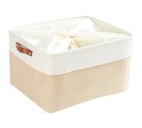 Mangata Grande Capacité de Panier de Rangement, Boîte de Rangement Pliant de Tissu de Toile Utilisé pour Armoire, Dressing, Penderie (Kaki, XXLarge)