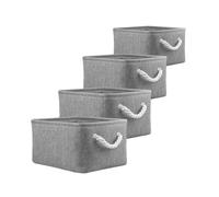 Mangata - Lot de 4 boîtes de rangement avec poignées pour jouets et étagères en tissu épais (petit, gris)