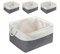 Mangata Lot de 4 boîtes de rangement extra larges en toile avec poignées pour armoires, armoires, étagères, salle de bain, vêtements, jouets, serviettes (pliables, gris froid)