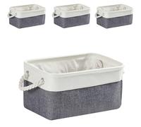 Mangata Lot de 4 boîtes de rangement pliables en tissu avec poignées pour armoires, armoires, étagères, salle de bain, vêtements, jouets, serviettes (taille M, gris froid)