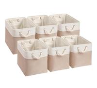 Mangata - Lot de 6 boîtes de rangement en toile, bacs de rangement cubes de 30 cm, paniers en tissu avec poignée en corde de coton pour organiser les vêtements, la chambre d'enfant, la maison (kaki