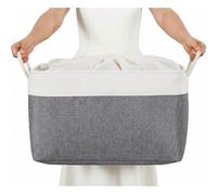 Mangata Panier de rangement rectangulaire en tissu doux pour étagère et penderie, multi-tailles, en lin, avec poignées, 50 x 40 x 30 cm, gris foncé et blanc (XXL, 1 paquets)