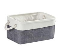 Mangata Panier Rangement Petite, Boite de Rangement Tissu rectangulaire Dressing avec poignée pour Jouets, Armoire (Pliable, Gris Froid/Blanc)